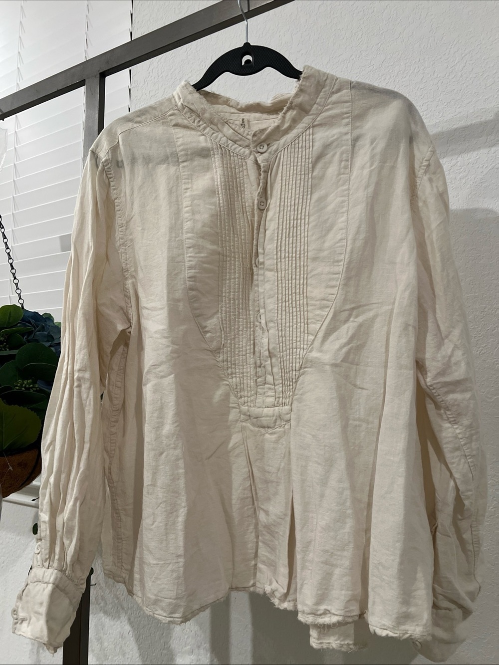 Magnolia Pearl Cream Pintuck Button Front Blouse